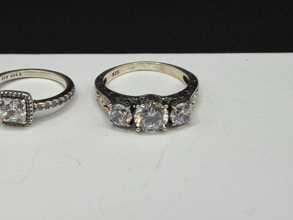 THREE STERLING SILVER CZ ENGAGEMENT STYLE RINGS - 2