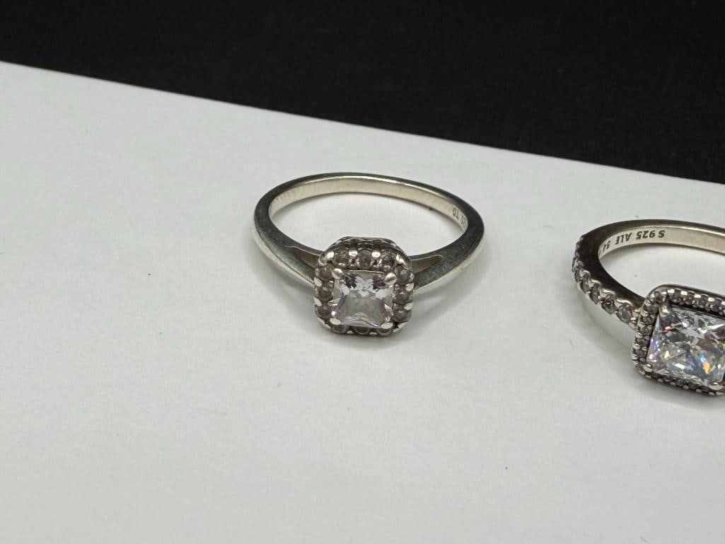 THREE STERLING SILVER CZ ENGAGEMENT STYLE RINGS - 4