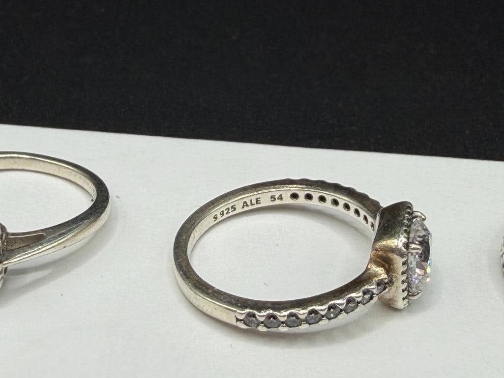 THREE STERLING SILVER CZ ENGAGEMENT STYLE RINGS - 5