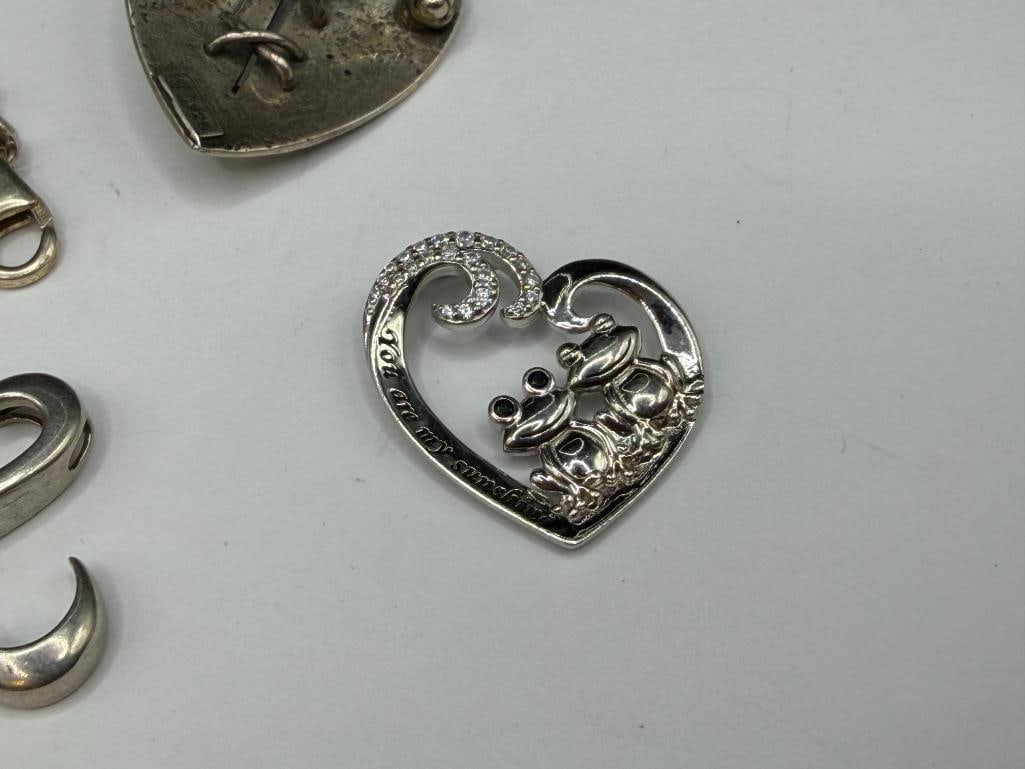 FIGURAL HEART DESIGN AND ROSE MOTIF STERLING SILVER JEWELRY - 5