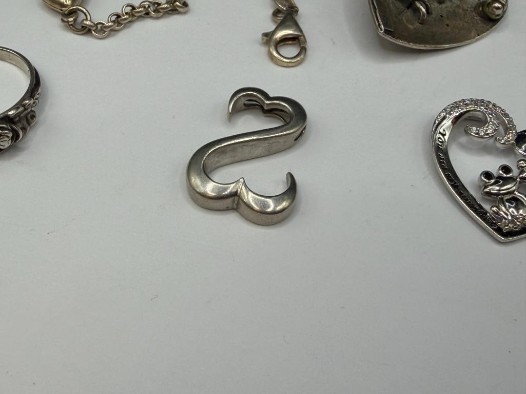 FIGURAL HEART DESIGN AND ROSE MOTIF STERLING SILVER JEWELRY - 6
