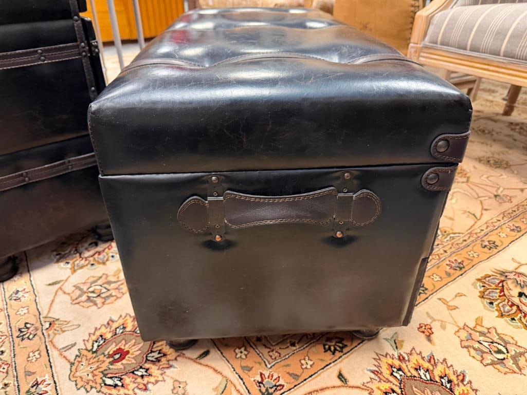 FAUX LEATHER VINTAGE STYLED TRUNK CHEST WITH STORAGE DRAWERS - 3