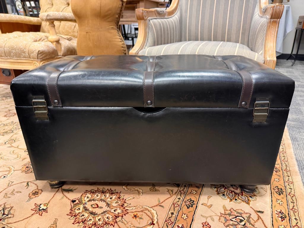 FAUX LEATHER VINTAGE STYLED TRUNK CHEST WITH STORAGE DRAWERS - 5