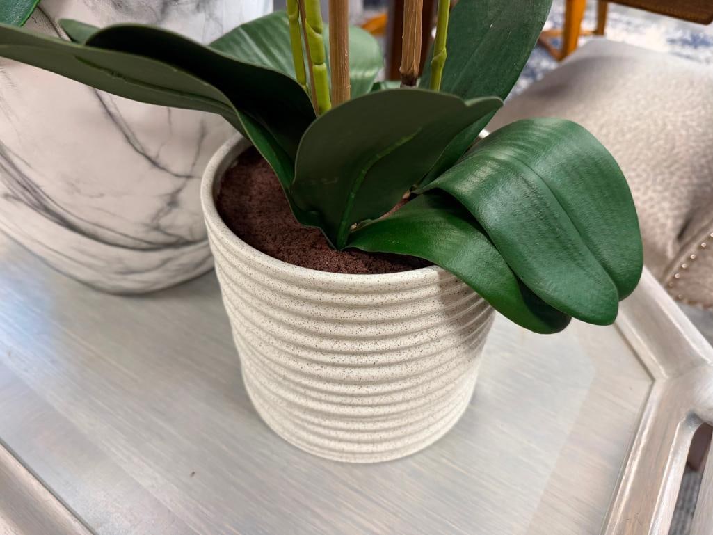FAUX ORCHID ARRANGEMENTS IN DECORATIVE CERAMIC POTS - 10