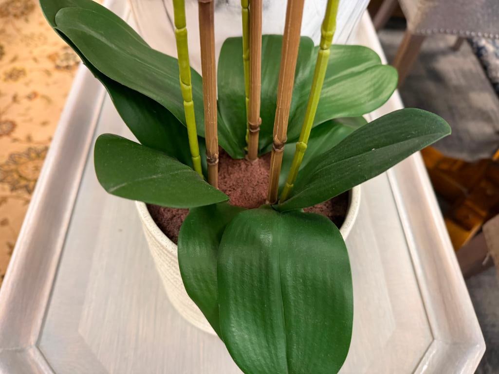FAUX ORCHID ARRANGEMENTS IN DECORATIVE CERAMIC POTS - 11