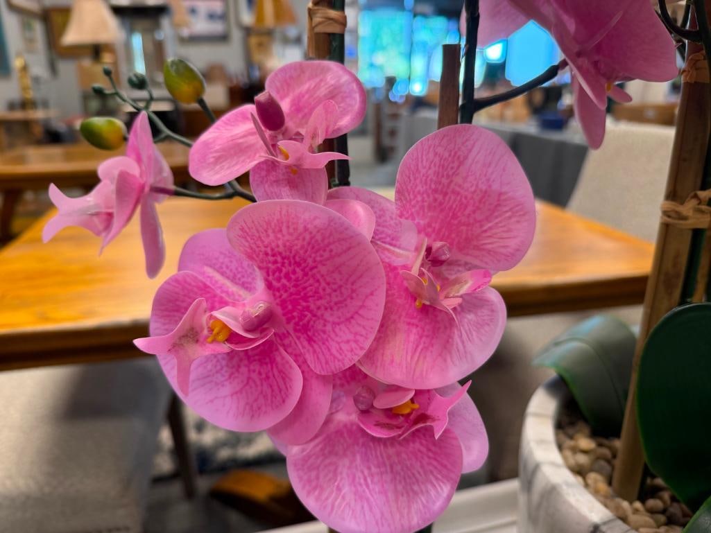 FAUX ORCHID ARRANGEMENTS IN DECORATIVE CERAMIC POTS - 5