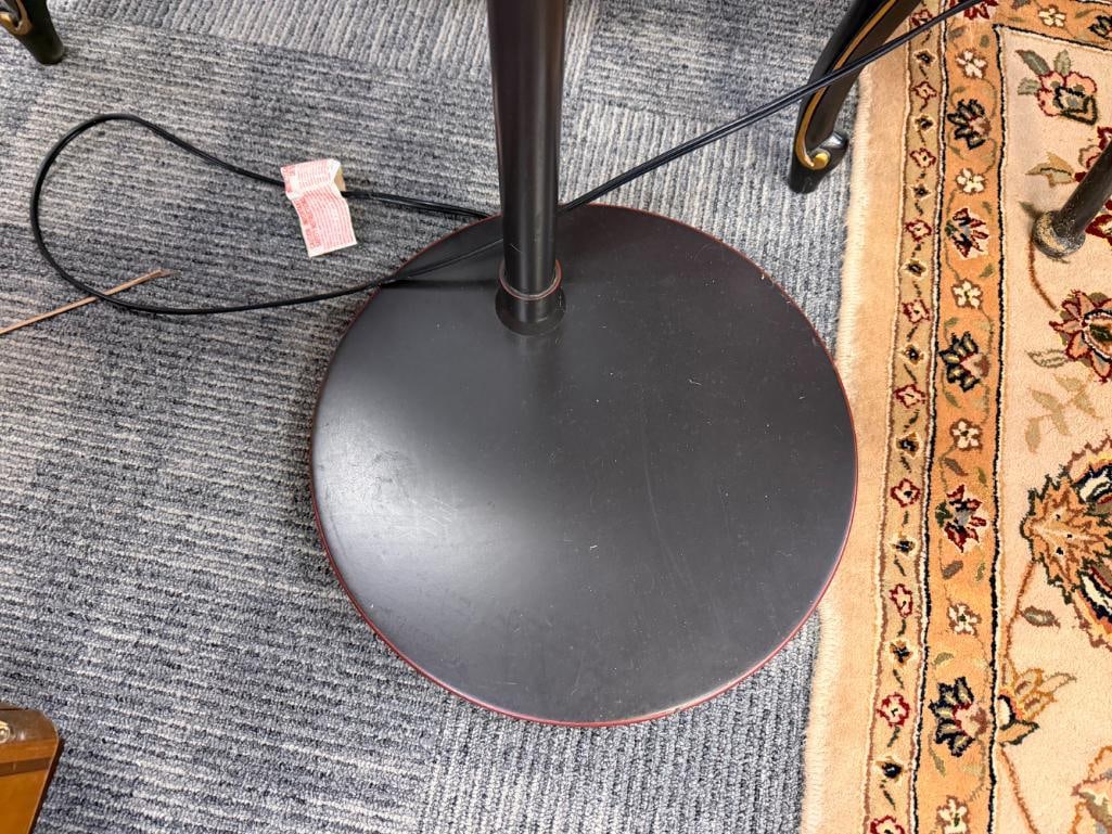 CONTEMPORARY OIL RUBBED BRONZE ARC FLOOR LAMP WITH LINEN DRUM SHADE - 3