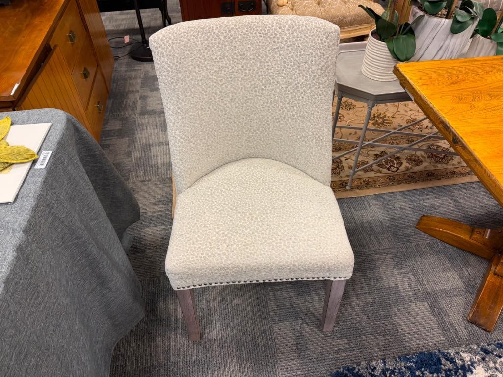 HOME DEC FAR EAST PAIR OF CONTEMPORARY UPHOLSTERED SIDE CHAIRS WITH SILVER NAILHEAD TRIM - 2