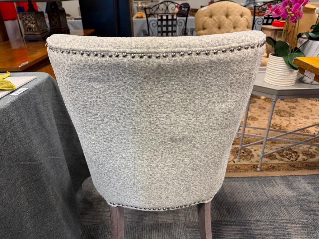 HOME DEC FAR EAST PAIR OF CONTEMPORARY UPHOLSTERED SIDE CHAIRS WITH SILVER NAILHEAD TRIM - 7