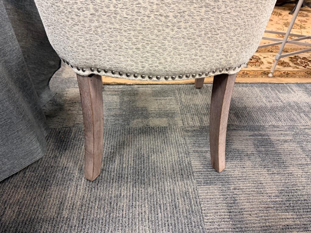 HOME DEC FAR EAST PAIR OF CONTEMPORARY UPHOLSTERED SIDE CHAIRS WITH SILVER NAILHEAD TRIM - 8