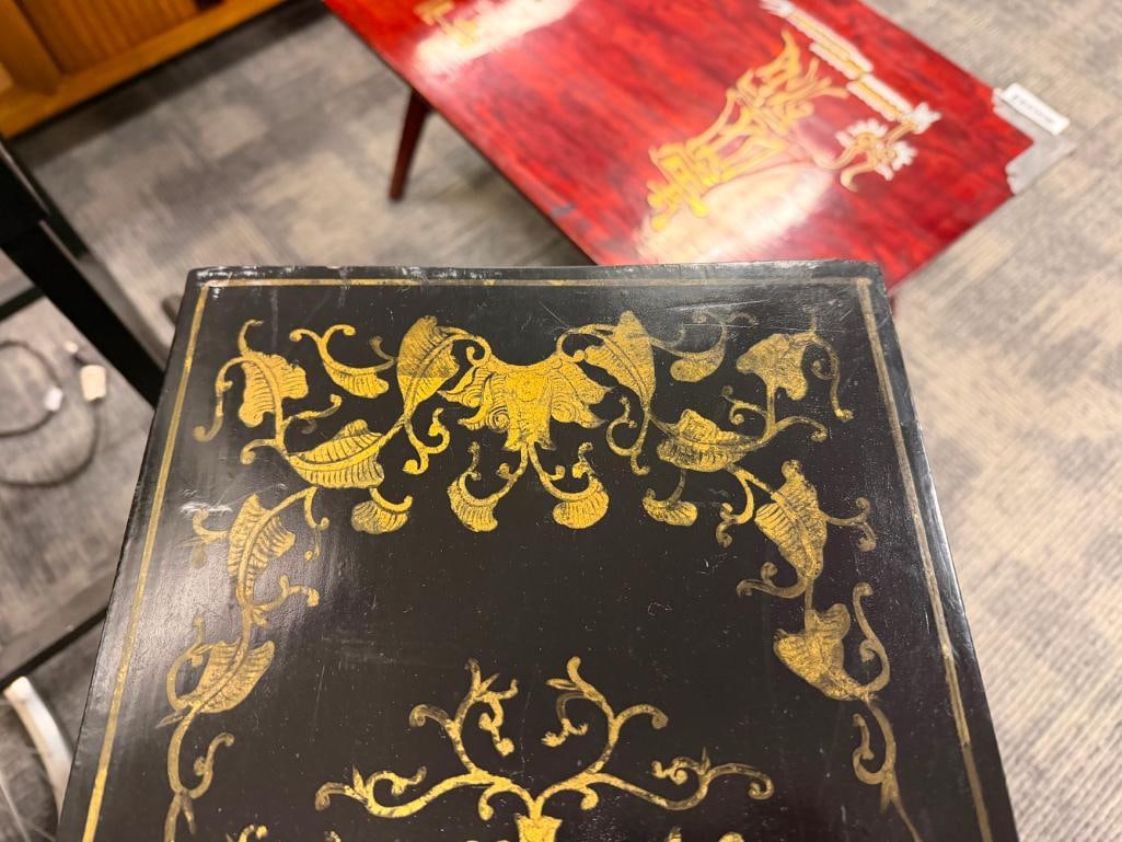 VINTAGE CHINESE BLACK LACQUERED ACCENT CABINET - 3