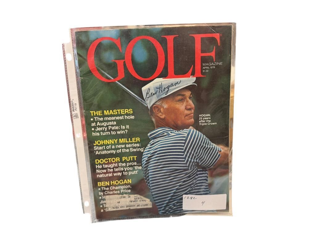 BEN HOGAN ICONIC GOLF PLAYER AUTOGRAPHED 1978 GOLF MAGAZINE: BEN HOGAN WAS A LEGENDARY PLAYER SECURING NINE TITLES DESPITE BEING RECRUITED DURING WWII AND NEAR FATAL CAR CRASH, KNOWN FOR HIS SWING THEORY 8" X 11"