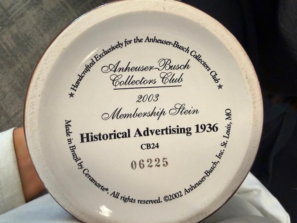 ANHEUSER-BUSCH 1999 AND 2003 MEMBERSHIP STEINS THE GOLDEN AGE OF BREWING AND HISTORICAL ADVERTISING - 18