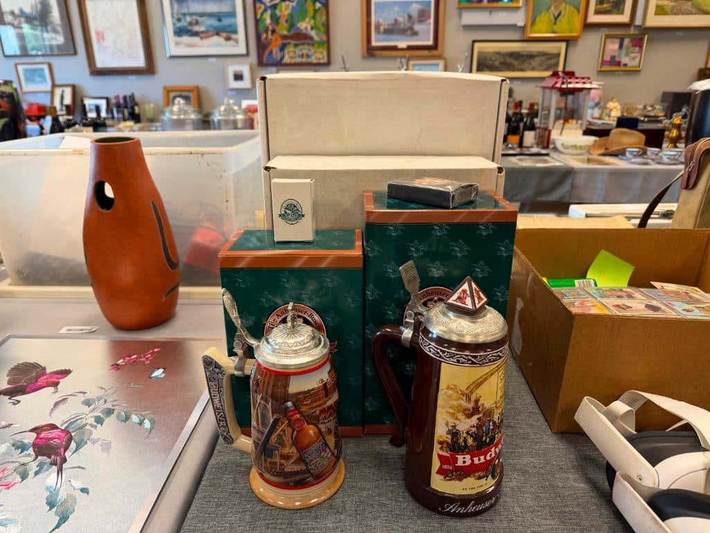 ANHEUSER-BUSCH 1999 AND 2003 MEMBERSHIP STEINS THE GOLDEN AGE OF BREWING AND HISTORICAL ADVERTISING - 2