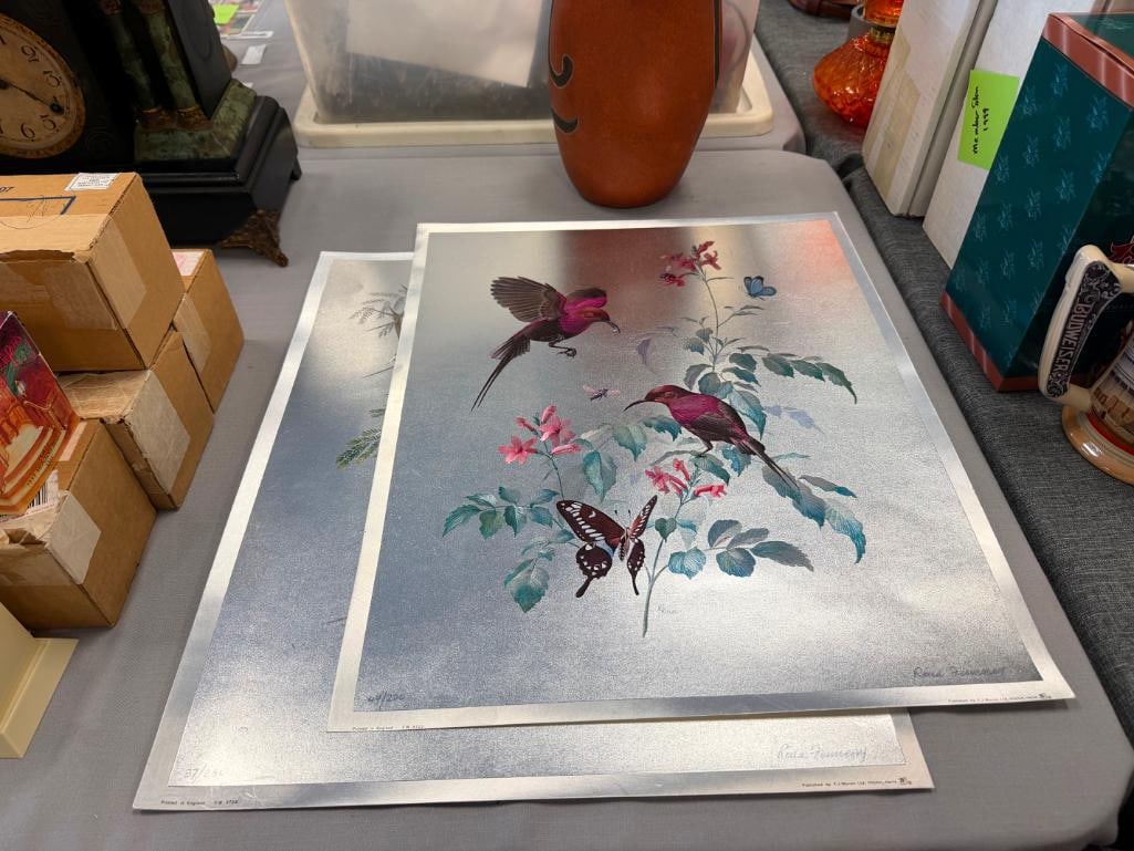 RENA FENNESSY BRITISH ARTIST LIMITED EDITION BIRD AND BUTTERFLY FOIL PRINTS - 2