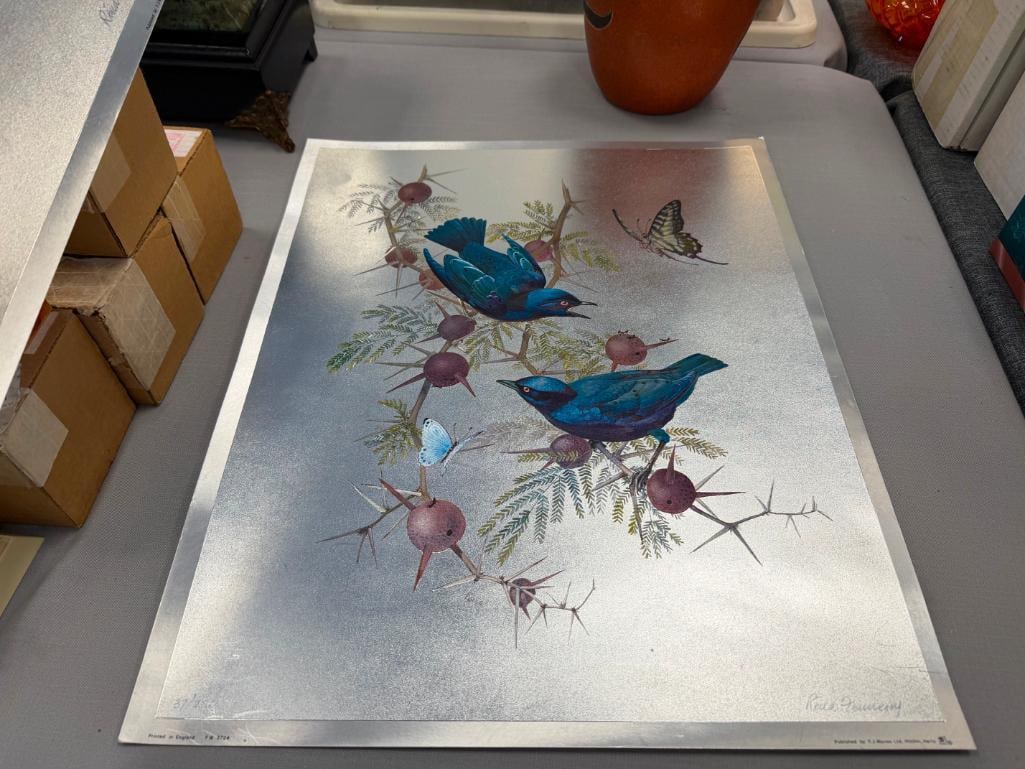 RENA FENNESSY BRITISH ARTIST LIMITED EDITION BIRD AND BUTTERFLY FOIL PRINTS - 9