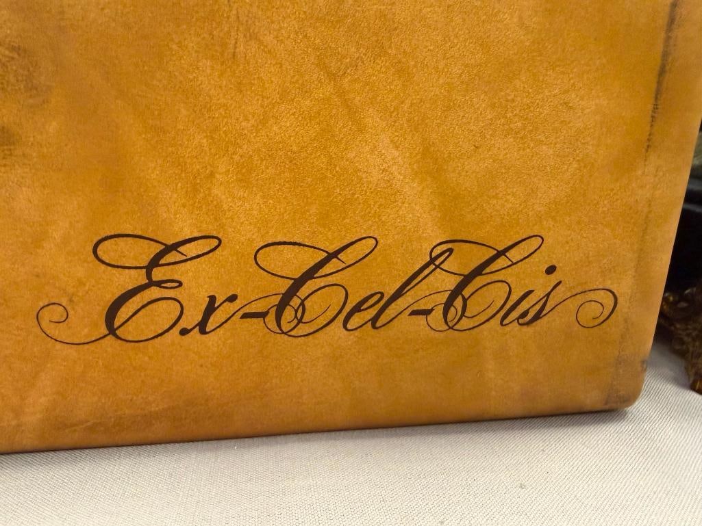 EX-CEL-CIS VINTAGE LUGGAGE BAG WITH TAN PATINA FAUX LEATHER EXTERIOR - 3