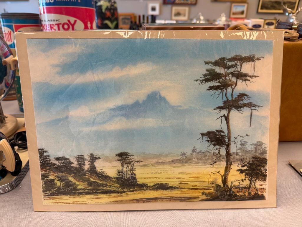 WATERCOLOR PRINT OF EAST AFRICA SAVANNAH LANDSCAPE - 2