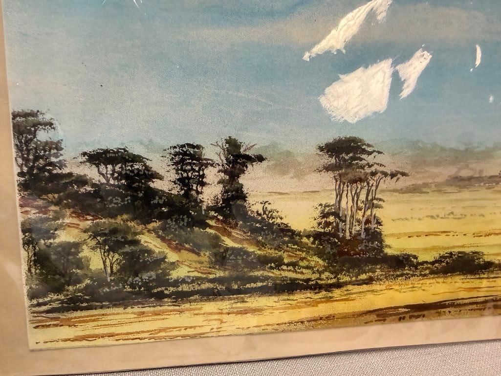 WATERCOLOR PRINT OF EAST AFRICA SAVANNAH LANDSCAPE - 3