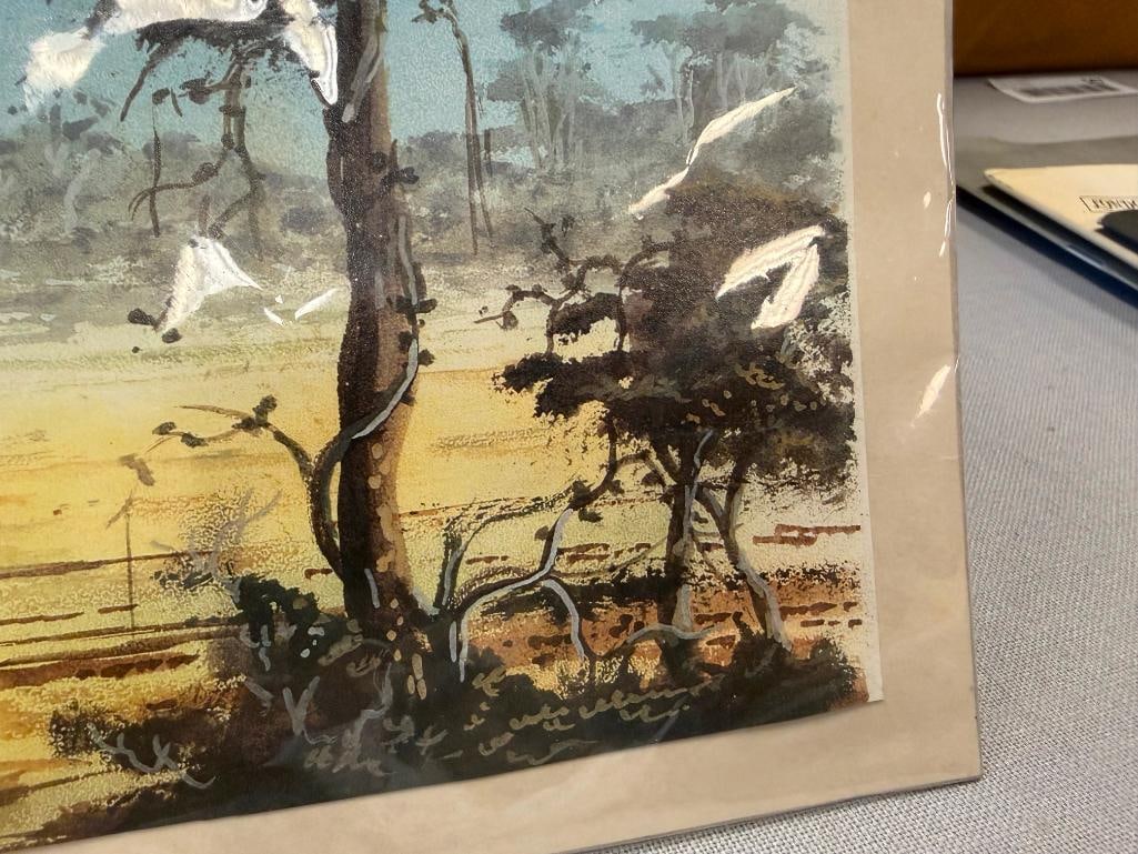 WATERCOLOR PRINT OF EAST AFRICA SAVANNAH LANDSCAPE - 4