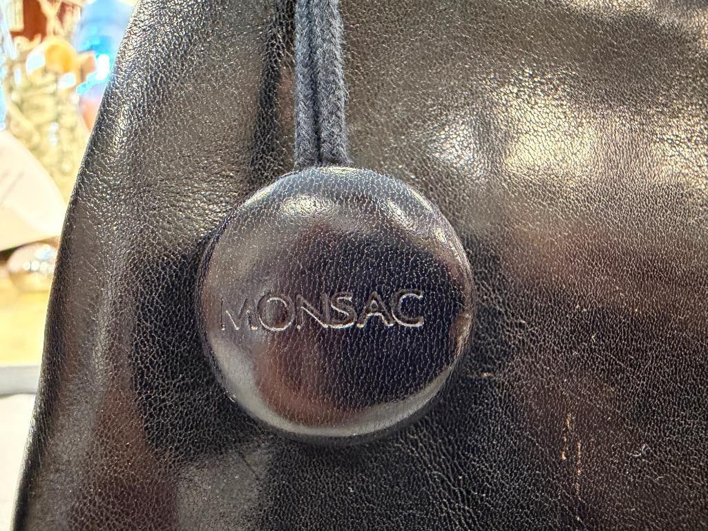 BLACK LEATHER DESIGNER PURSES MONSAC NEW YORKA AND POL RALPH LAUREN - 12