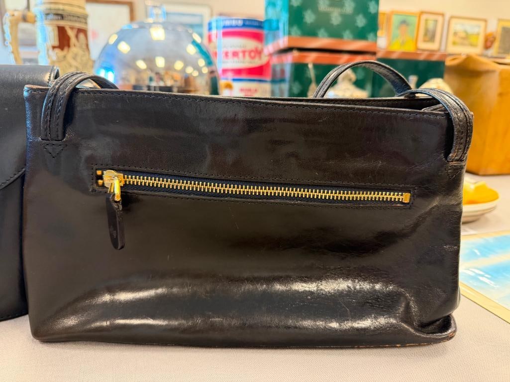 BLACK LEATHER DESIGNER PURSES MONSAC NEW YORKA AND POL RALPH LAUREN - 13