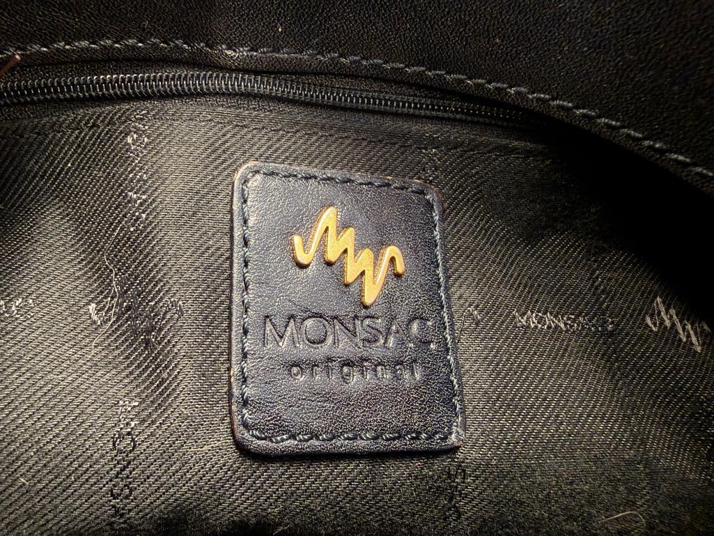BLACK LEATHER DESIGNER PURSES MONSAC NEW YORKA AND POL RALPH LAUREN - 15