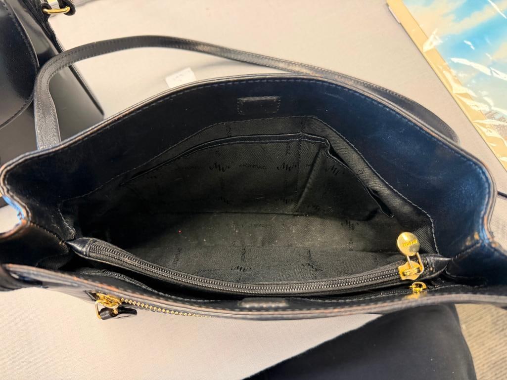 BLACK LEATHER DESIGNER PURSES MONSAC NEW YORKA AND POL RALPH LAUREN - 16