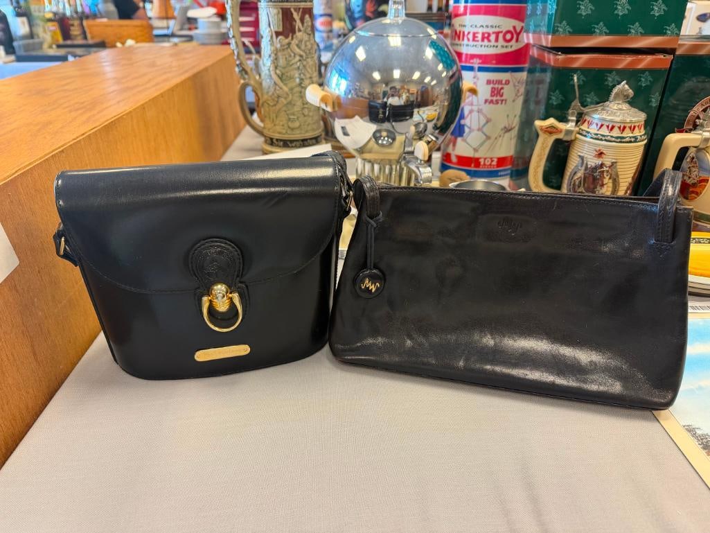 BLACK LEATHER DESIGNER PURSES MONSAC NEW YORKA AND POL RALPH LAUREN - 2