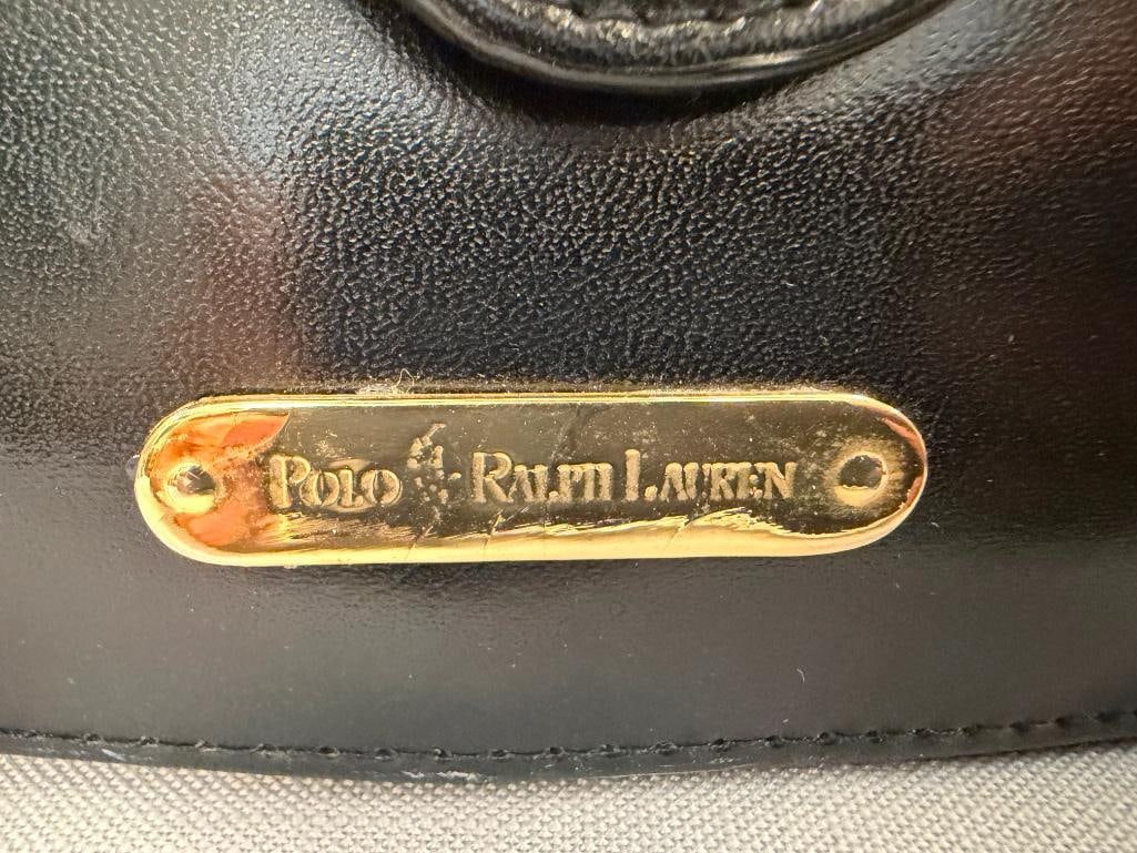 BLACK LEATHER DESIGNER PURSES MONSAC NEW YORKA AND POL RALPH LAUREN - 4