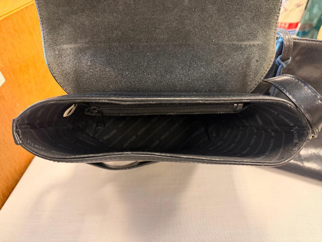BLACK LEATHER DESIGNER PURSES MONSAC NEW YORKA AND POL RALPH LAUREN - 7