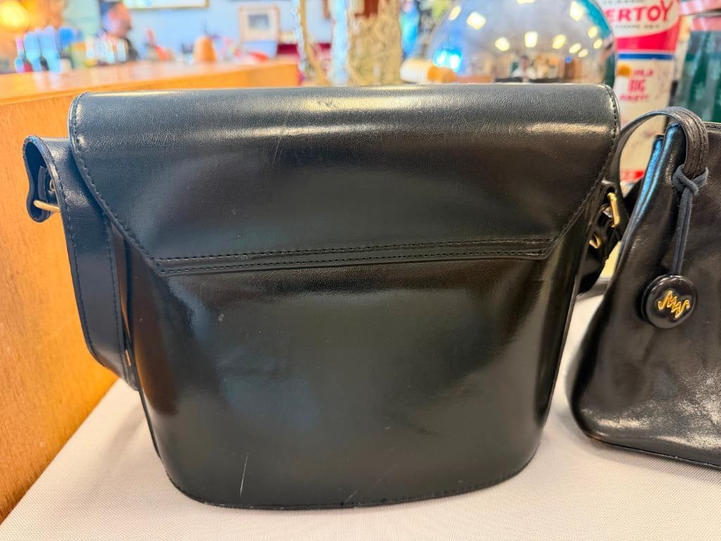BLACK LEATHER DESIGNER PURSES MONSAC NEW YORKA AND POL RALPH LAUREN - 8