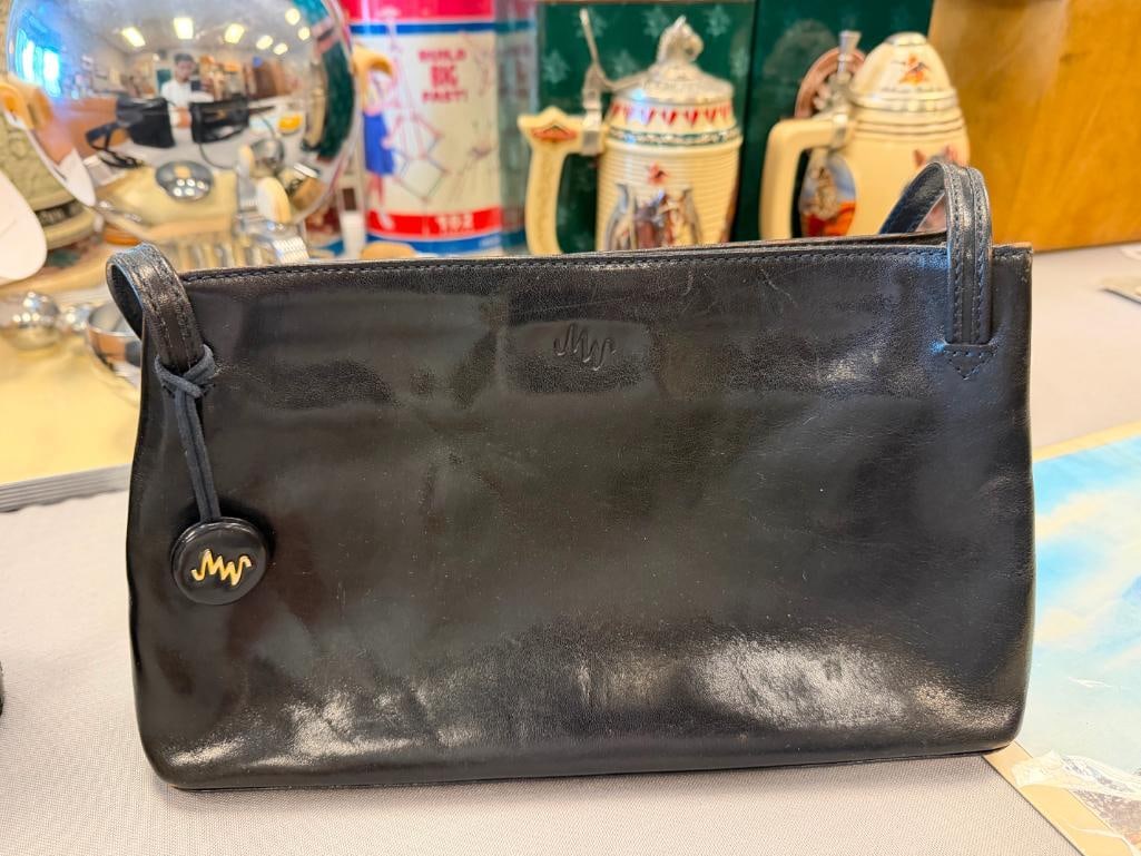 BLACK LEATHER DESIGNER PURSES MONSAC NEW YORKA AND POL RALPH LAUREN - 9