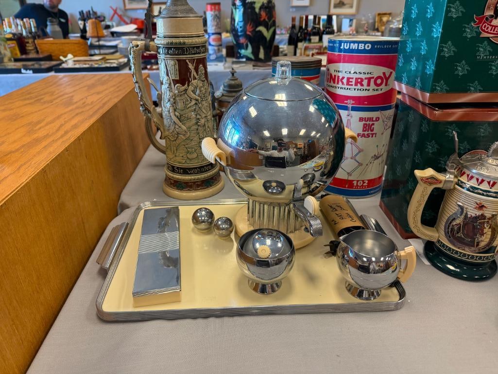 1938 ART DECO CHASE CORONET COFFEE SERVICE DESINGED BY WALTER VON NESSEN FOR CHASEBRASS AND COPPER - 2