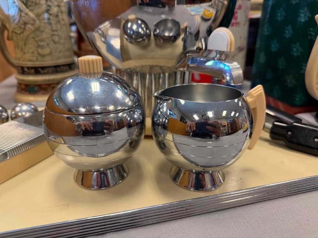 1938 ART DECO CHASE CORONET COFFEE SERVICE DESINGED BY WALTER VON NESSEN FOR CHASEBRASS AND COPPER - 7