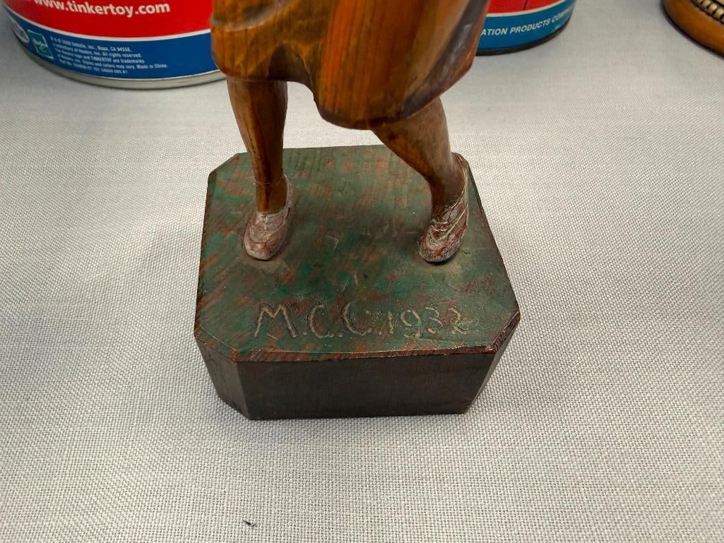1932 HAND CARVED WOMANS GOLD TROPHY - 3