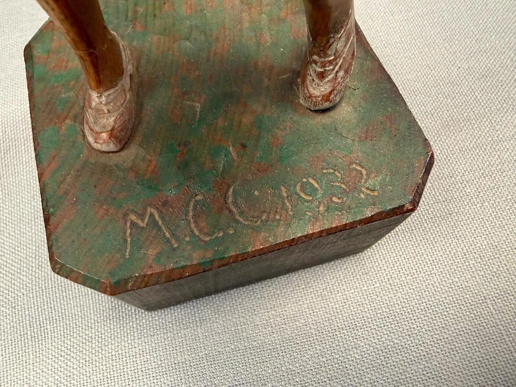 1932 HAND CARVED WOMANS GOLD TROPHY - 4