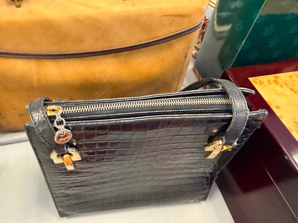 BLACK LIZARD EMBOSSED LEATHER SHOULDER BAG SALVATRE FERRAGAMO MADE IN ITALY - 6