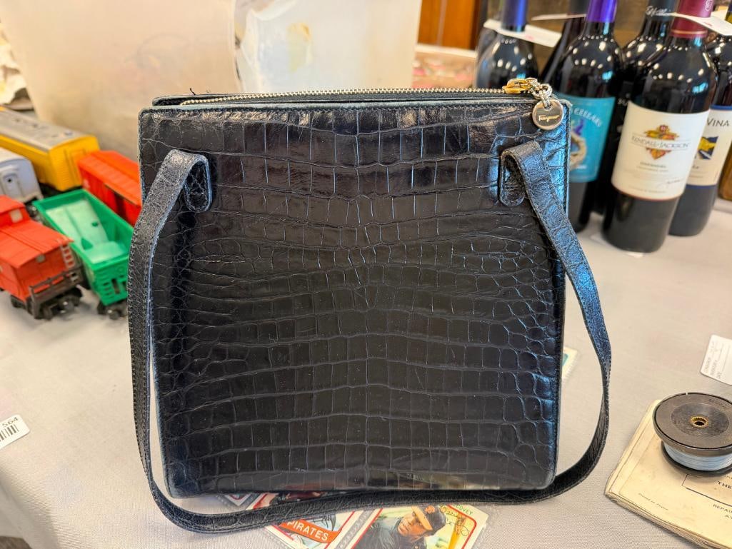 BLACK LIZARD EMBOSSED LEATHER SHOULDER BAG SALVATRE FERRAGAMO MADE IN ITALY - 7