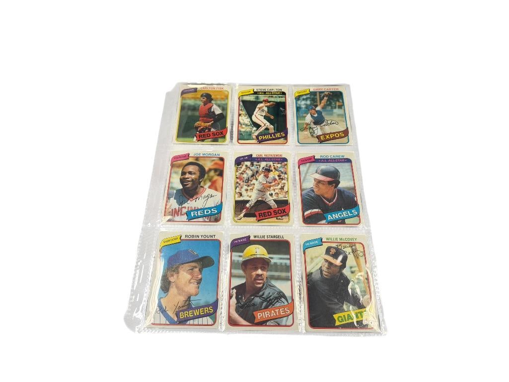 1980 TOPPS BASEBALL CARDS HALL OF FAMERS CARLTON FISK, GARY CARTER, JOE MORGAN, ROD CAREW (1 of 9)