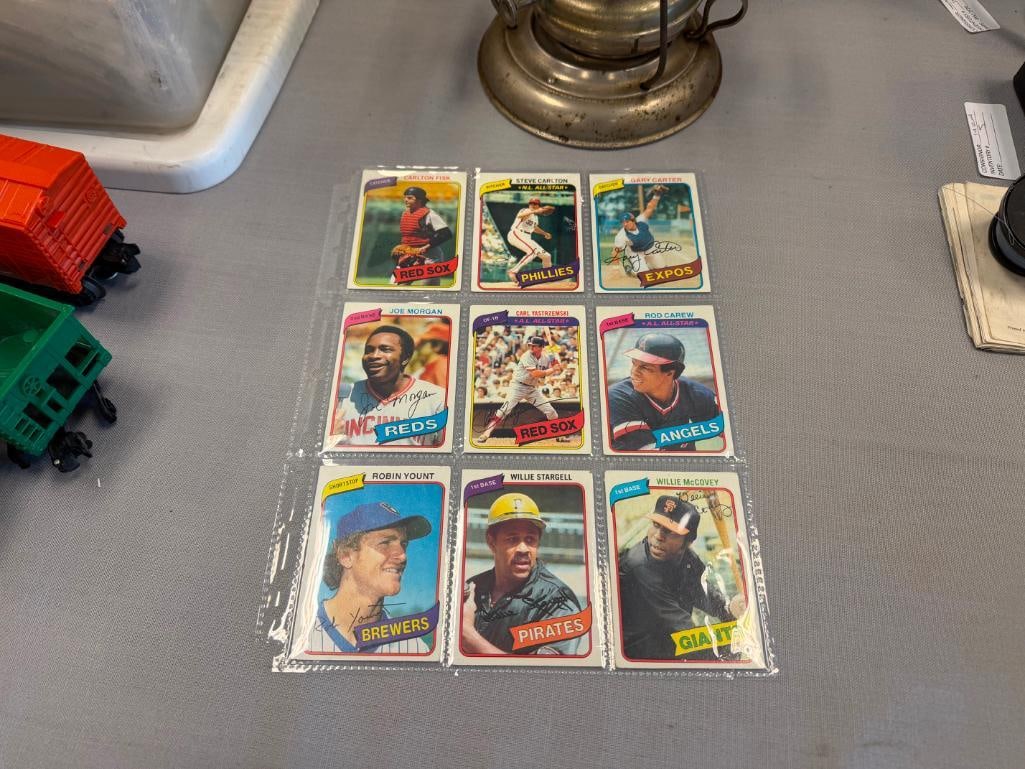 1980 TOPPS BASEBALL CARDS HALL OF FAMERS CARLTON FISK, GARY CARTER, JOE MORGAN, ROD CAREW - 2
