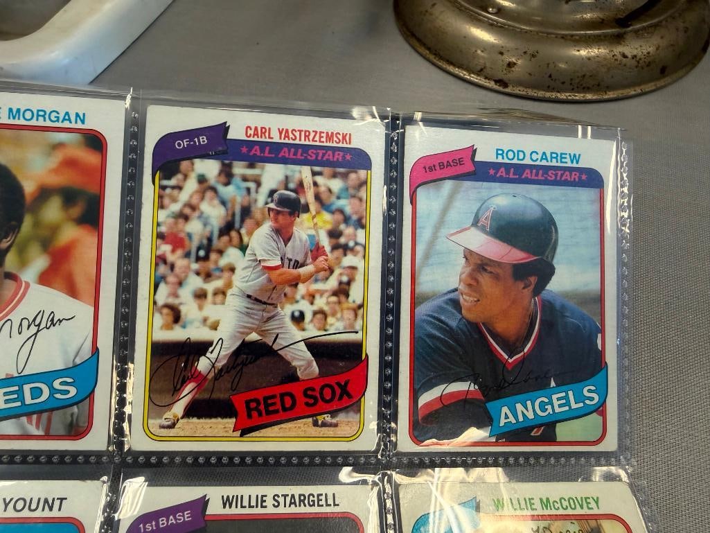 1980 TOPPS BASEBALL CARDS HALL OF FAMERS CARLTON FISK, GARY CARTER, JOE MORGAN, ROD CAREW - 5