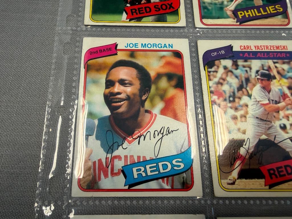 1980 TOPPS BASEBALL CARDS HALL OF FAMERS CARLTON FISK, GARY CARTER, JOE MORGAN, ROD CAREW - 7