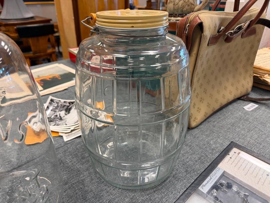 TWO VINTAGE GLASS JARS INCLUDING MASON'S EMBOSSED JAR "PATENT NOV. 30TH 1858" - 12