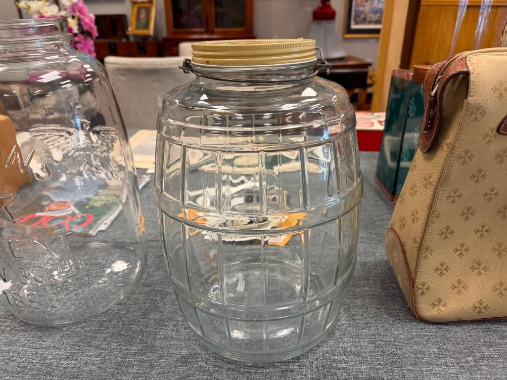 TWO VINTAGE GLASS JARS INCLUDING MASON'S EMBOSSED JAR "PATENT NOV. 30TH 1858" - 9