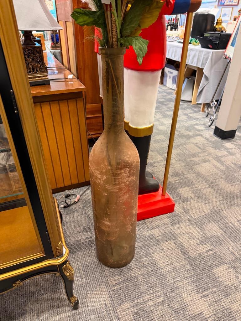 LARGE HOME DECOR RUSTIC GLASS BOTTLE FLOOR VASE WITH ARTIFICIAL PLANTS - 5