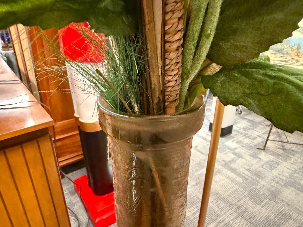 LARGE HOME DECOR RUSTIC GLASS BOTTLE FLOOR VASE WITH ARTIFICIAL PLANTS - 6