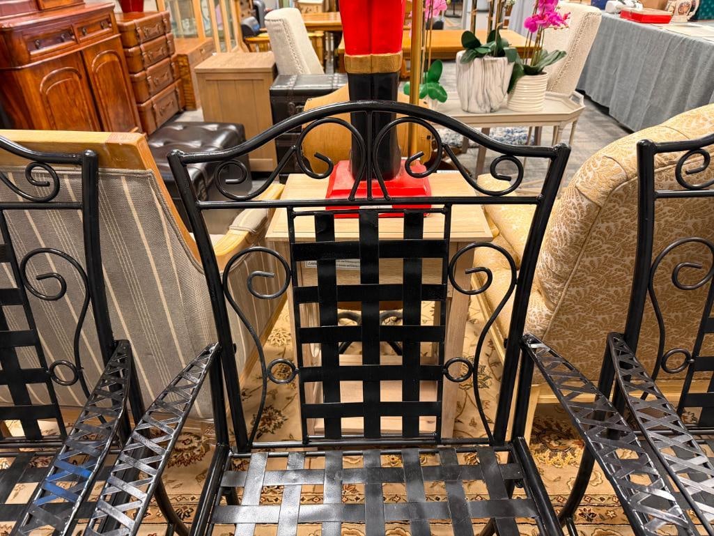 SET OF FOUR IRON PATIO / OUTDOOR ARMCHAIRS - 10