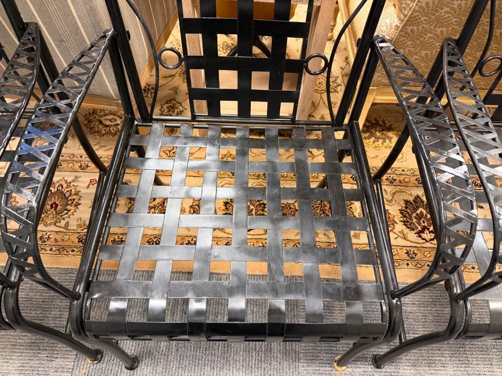 SET OF FOUR IRON PATIO / OUTDOOR ARMCHAIRS - 11