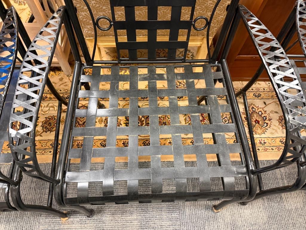 SET OF FOUR IRON PATIO / OUTDOOR ARMCHAIRS - 12